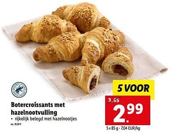 Promoties Botercroissants met hazelnootvulling - Huismerk - Lidl - Geldig van 30/01/2023 tot 04/02/2023 bij Lidl