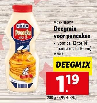 Promoties Deegmix voor pancakes - Mcennedy - Geldig van 30/01/2023 tot 04/02/2023 bij Lidl