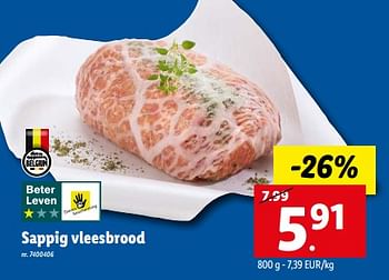Promoties Sappig vleesbrood - Huismerk - Lidl - Geldig van 30/01/2023 tot 04/02/2023 bij Lidl