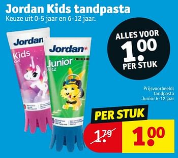 Promoties Tandpasta junior - Jordan - Geldig van 24/01/2023 tot 29/01/2023 bij Kruidvat