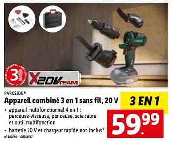 Lidl : Appareil combiné sans fil 3 en 1 Parkside à 79,99€