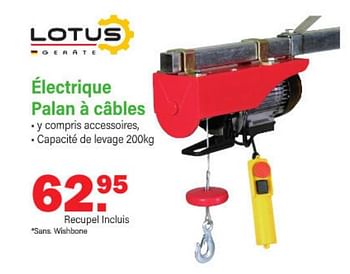 Promotions Lotus geräte électrique palan à câbles - Lotus Geräte - Valide de 09/01/2023 à 28/01/2023 chez Van Cranenbroek