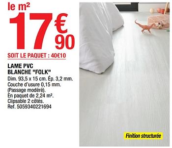 Promotions Lame pvc blanche folk - Produit Maison - Brico Depot - Valide de 06/01/2023 à 31/01/2023 chez Brico Depot