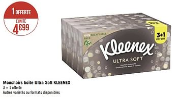 Promotions Mouchoirs boîte ultra soft kleenex - Kleenex - Valide de 23/01/2023 à 05/02/2023 chez Géant Casino