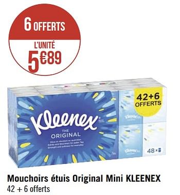 Promotions Mouchoirs étuis original mini kleenex - Kleenex - Valide de 23/01/2023 à 05/02/2023 chez Géant Casino