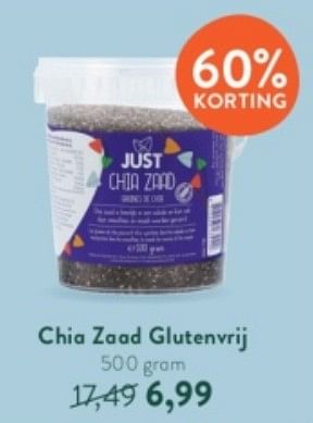 Promotions Chia zaad glutenvrij - Just - Valide de 23/01/2023 à 19/02/2023 chez Holland & Barret