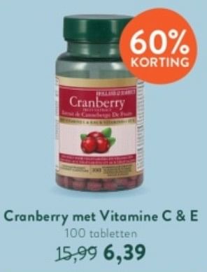 Promoties Cranberry met vitamine c + e - Huismerk - Holland & Barrett - Geldig van 23/01/2023 tot 19/02/2023 bij Holland & Barret
