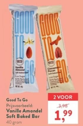 Promoties Vanille amandel soft baked bar - Good to Go - Geldig van 23/01/2023 tot 19/02/2023 bij Holland & Barret