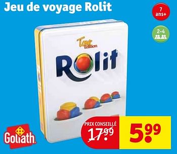 Promotions Jeu de voyage rolit - Goliath - Valide de 24/01/2023 à 29/01/2023 chez Kruidvat