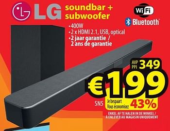 Promoties Lg soundbar + subwoofer sn5 - LG - Geldig van 25/01/2023 tot 31/01/2023 bij ElectroStock