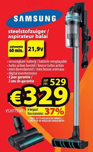 Promotions Samsung steelstofzuiger - aspirateur balai vs20t7534t1 - Samsung - Valide de 25/01/2023 à 31/01/2023 chez ElectroStock