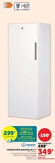 Promotions Indesit congelateur armoire ui61w1 - Indesit - Valide de 17/01/2023 à 05/02/2023 chez Super U
