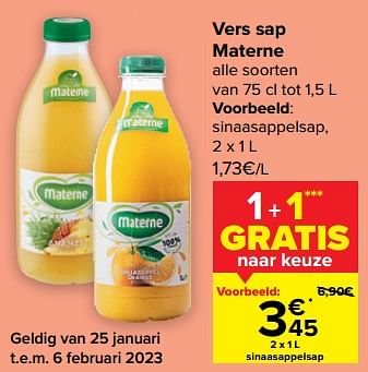Promoties Sinaasappelsap - Materne - Geldig van 25/01/2023 tot 30/01/2023 bij Carrefour