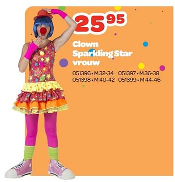 Promoties Clown sparkling star vrouw - Huismerk - Happyland - Geldig van 23/01/2023 tot 25/02/2023 bij Happyland