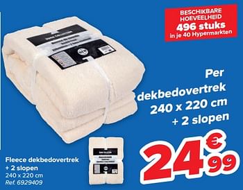 Promoties Fleece dekbedovertrek + 2 slopen - Huismerk - Carrefour  - Geldig van 25/01/2023 tot 30/01/2023 bij Carrefour