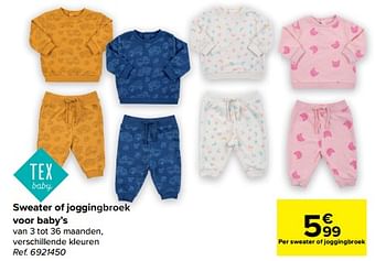 Promoties Sweater of joggingbroek voor baby’s - Tex - Geldig van 25/01/2023 tot 06/02/2023 bij Carrefour