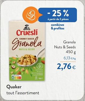 Quaker granola nuts + seeds