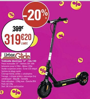 Promotions Urbanglide trottinette électrique 10`` ride-100 - Urbanglide - Valide de 11/01/2023 à 06/02/2023 chez Géant Casino