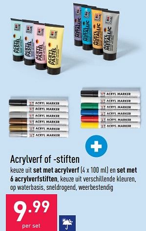 Promotions Acrylverf of -stiften - Produit maison - Aldi - Valide de 01/02/2023 à 10/02/2023 chez Aldi