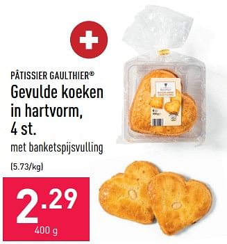 Promoties Gevulde koeken in hartvorm - Patissier Gaulthier - Geldig van 03/02/2023 tot 10/02/2023 bij Aldi