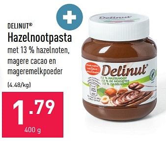Promoties Hazelnootpasta - Delinut - Geldig van 30/01/2023 tot 10/02/2023 bij Aldi