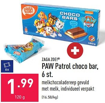 Promoties Paw patrol choco bar - Zagazoe - Geldig van 03/02/2023 tot 10/02/2023 bij Aldi