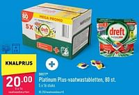Promoties Platinum plus-vaatwastabletten - Dreft - Geldig van 01/02/2023 tot 10/02/2023 bij Aldi