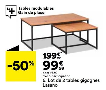 Promoties Lot de 2 tables gigognes lasano - Huismerk - But - Geldig van 10/01/2023 tot 07/02/2023 bij But