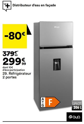 Promoties Réfrigérateur 2 portes aya afd2105xaqua - Aya - Geldig van 10/01/2023 tot 07/02/2023 bij But
