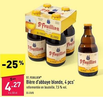Promotions Bière d`abbaye blonde - St.Feuillien - Valide de 30/01/2023 à 10/02/2023 chez Aldi