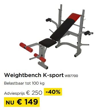 Promoties Weightbench k-sport wb7700 - Ksport - Geldig van 03/01/2023 tot 31/01/2023 bij Molecule