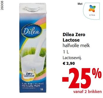 Promoties Dilea zero lactose halfvolle melk - Dilea - Geldig van 25/01/2023 tot 07/02/2023 bij Colruyt