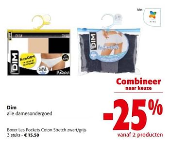 Promoties Dim slip les pockets coton stretch wit-beige-zwart - Dim - Geldig van 25/01/2023 tot 07/02/2023 bij Colruyt