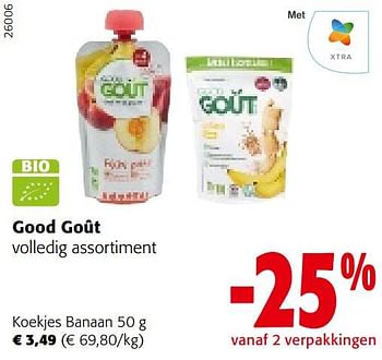 Promotions Good goût koekjes banaan - Good Goût - Valide de 25/01/2023 à 07/02/2023 chez Colruyt