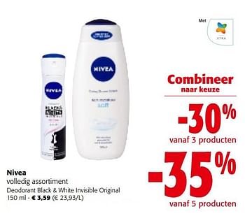 Promoties Nivea deodorant black + white invisible original - Nivea - Geldig van 25/01/2023 tot 07/02/2023 bij Colruyt