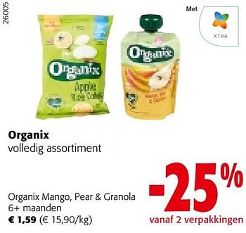 Promoties Organix mango pear + granola - Organix - Geldig van 25/01/2023 tot 07/02/2023 bij Colruyt