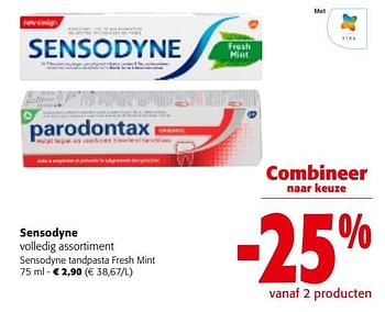 Promoties Sensodyne tandpasta fresh mint - Sensodyne - Geldig van 25/01/2023 tot 07/02/2023 bij Colruyt