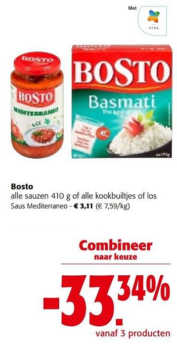 Promoties Bosto saus mediterraneo - Bosto - Geldig van 25/01/2023 tot 07/02/2023 bij Colruyt