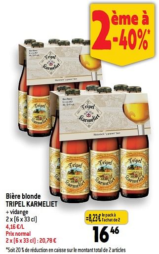 Promotions Bière blonde tripel karmeliet - TRipel Karmeliet - Valide de 25/01/2023 à 31/01/2023 chez Match