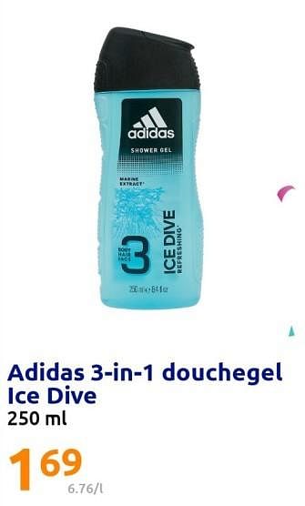 Promoties Adidas 3-in-1 douchegel ice dive - Adidas - Geldig van 25/01/2023 tot 31/01/2023 bij Action