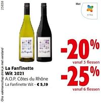 La fanfinette wit 2021 a.o.p. côtes du rhône-Witte wijnen