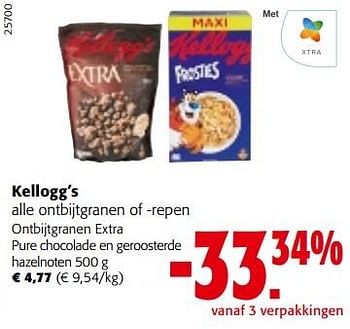 Promoties Kellogg’s pure chocolade en geroosterde hazelnoten - Kellogg's - Geldig van 25/01/2023 tot 07/02/2023 bij Colruyt