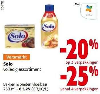Promoties Solo bakken + braden vloeibaar - Solo - Geldig van 25/01/2023 tot 07/02/2023 bij Colruyt