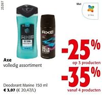 Promoties Axe deodorant marine - Axe - Geldig van 25/01/2023 tot 07/02/2023 bij Colruyt