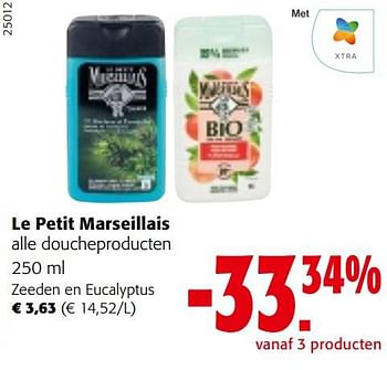 Promotions Le petit marseillais doucheproducten zeeden en eucalyptus - Le Petit Marseillais - Valide de 25/01/2023 à 07/02/2023 chez Colruyt