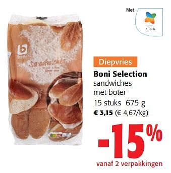 Promoties Boni selection sandwiches met boter - Boni - Geldig van 25/01/2023 tot 07/02/2023 bij Colruyt