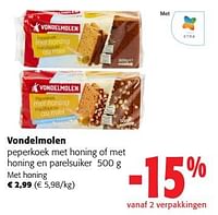 Promoties Vondelmolen peperkoek met honing - Vondelmolen - Geldig van 25/01/2023 tot 07/02/2023 bij Colruyt