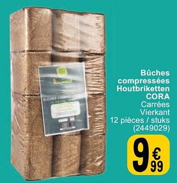 Promoties Bûches compressées houtbriketten cora - Huismerk - Cora - Geldig van 31/01/2023 tot 13/02/2023 bij Cora