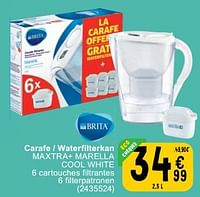 Promoties Carafe - waterfilterkan maxtra+ marella cool white - Brita - Geldig van 31/01/2023 tot 13/02/2023 bij Cora