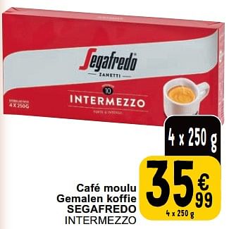 Promoties Café moulu gemalen koffie segafredo intermezzo - Segafredo - Geldig van 31/01/2023 tot 06/02/2023 bij Cora
